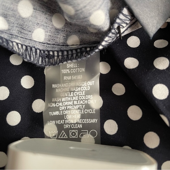 Tommy Hilfiger Shirtdress 100% Cotton Sleeveless Polka Dot Classic Navy NWT - Picture 11 of 11